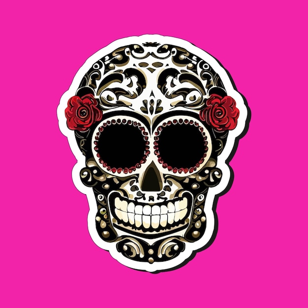メキシコの頭蓋骨のステッカーは死者の日を祝うようにデザインされています