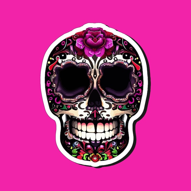 벡터 멕시코 해골 스티커는 죽음의 날을 기념하기 위해 디자인되었습니다.