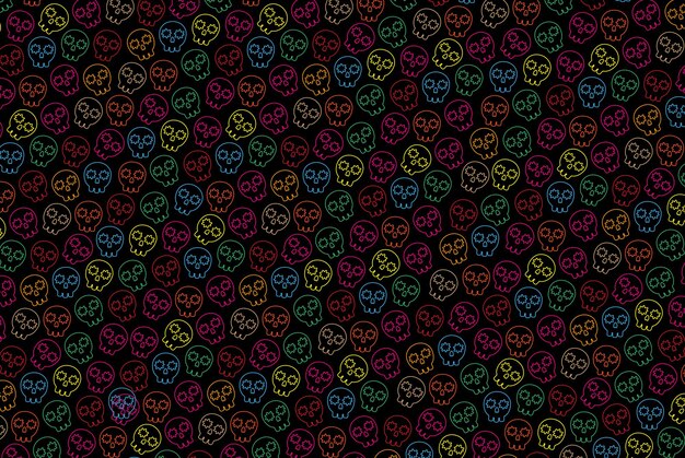 Vector mexican skulls colorful pattern background