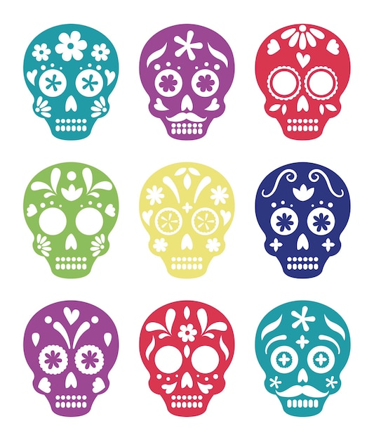 Mexican skulls decoration, celebration, colorfoul skulls