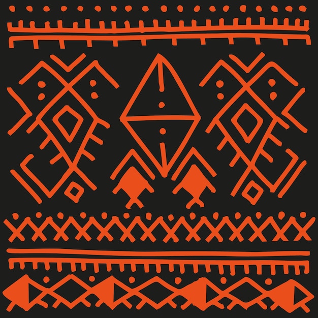 Mexican style abstract background Vector illustration Black and orange colors