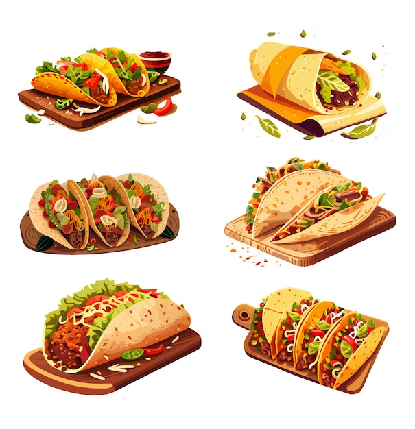 Мексиканский тако буррито кесадилья плакат веб-страница баннера для доставки закусок быстрого питания и меню на выносx9