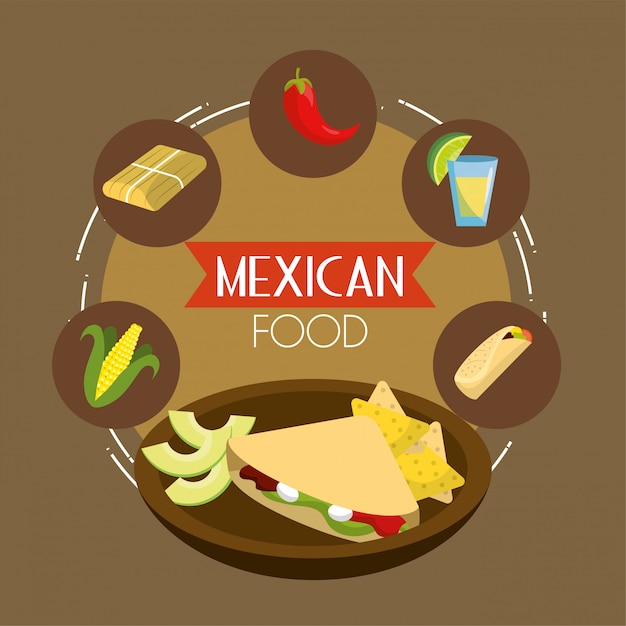 Мексиканская еда тако с перцем чили и початками