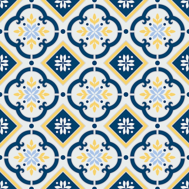 Vector mexican talavera, vintage tile pattern