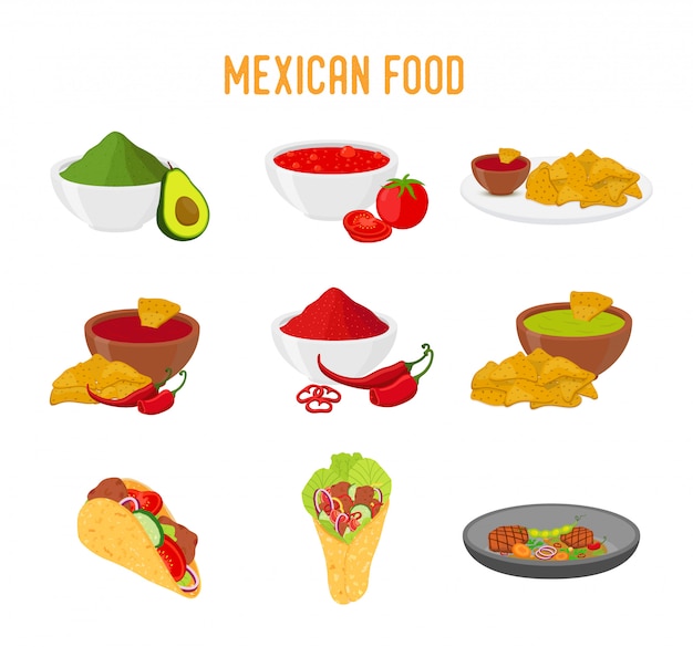 Mexican traditional cuisine, taco, nachos, burrito