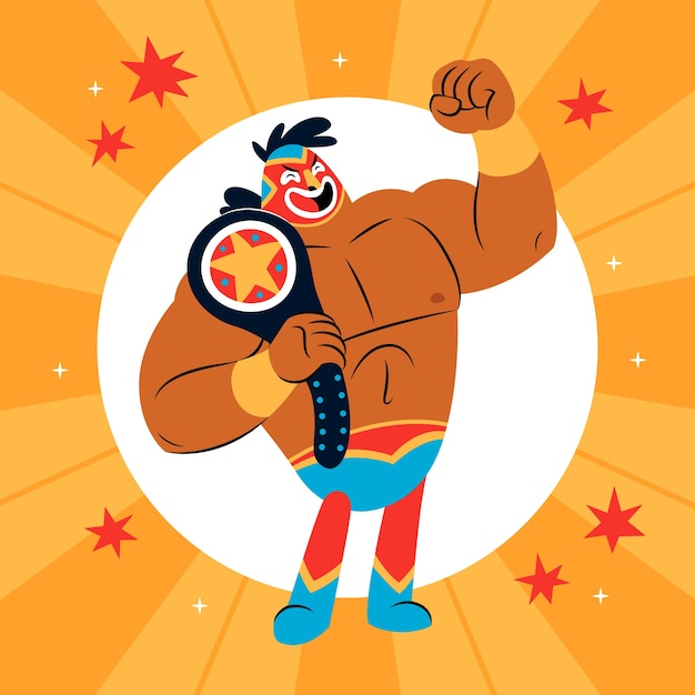 Vector mexican wrestler illustration design