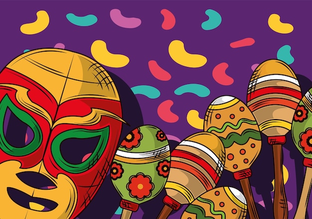 Mexican wrestling and maracas