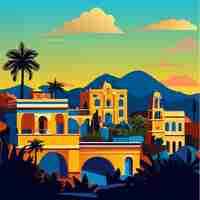 Vector mexico beautiful buildings vector illustration