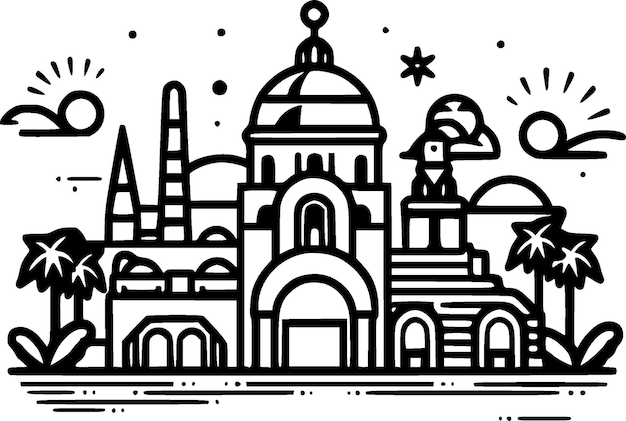 Vector mexico black and white vector illustration