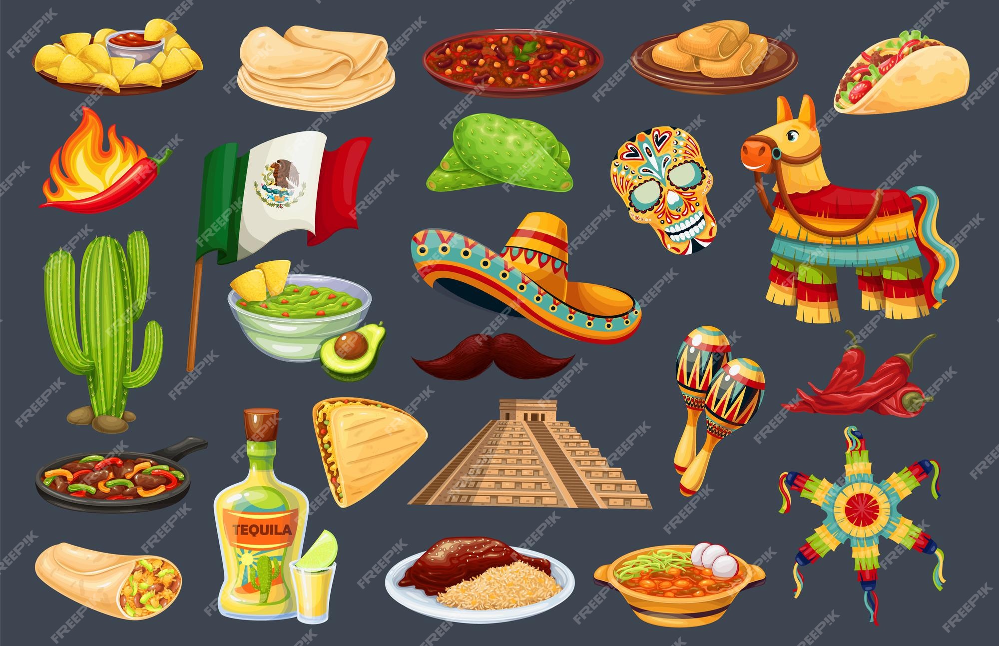 mexican catering clipart with blue