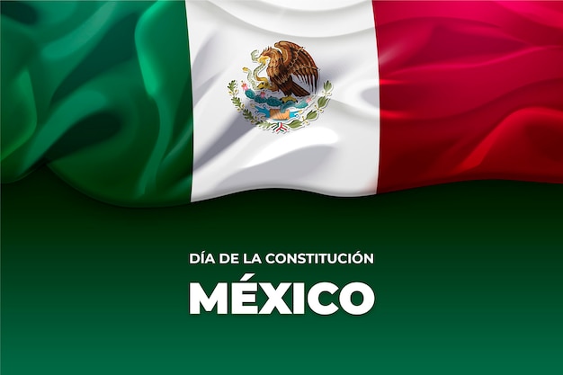 Вектор День конституции мексики с флагом