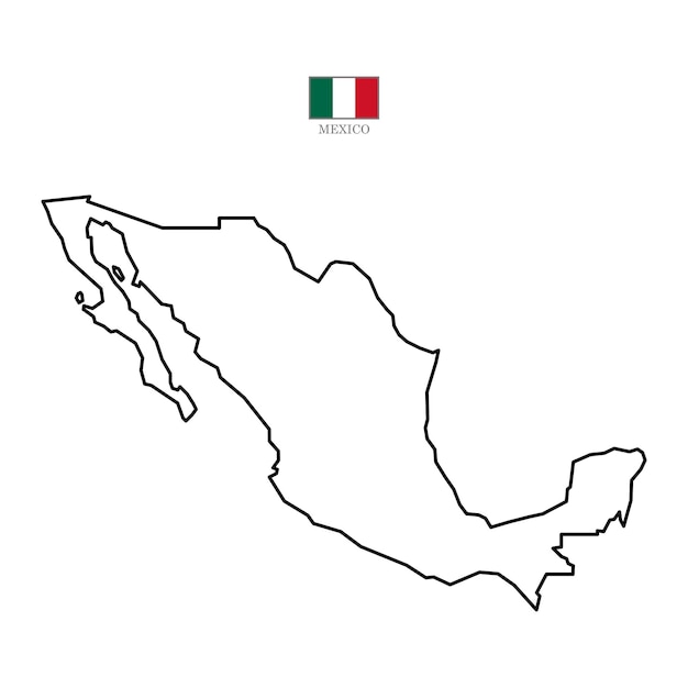 Vector mexico contour vector map with flag in color background map eps 10