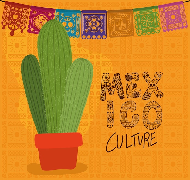 Культура Мексики с дизайном кактусов, мексиканская туристическая тема