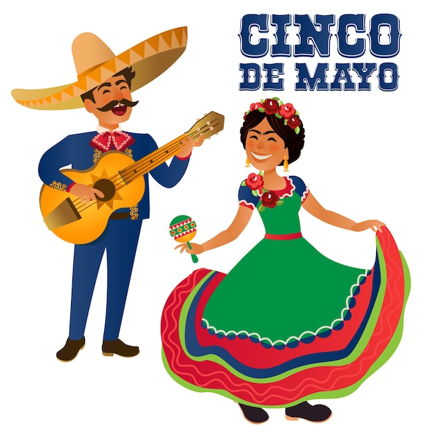 Messico danzatrice e chitarrista al festival cinco de mayo messicana e musica folk latina