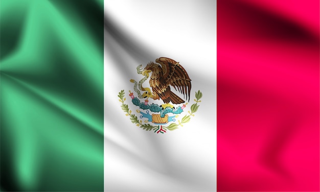 Вектор Флаг мексики, дует ветер. часть серии. мексика, размахивая флагом.