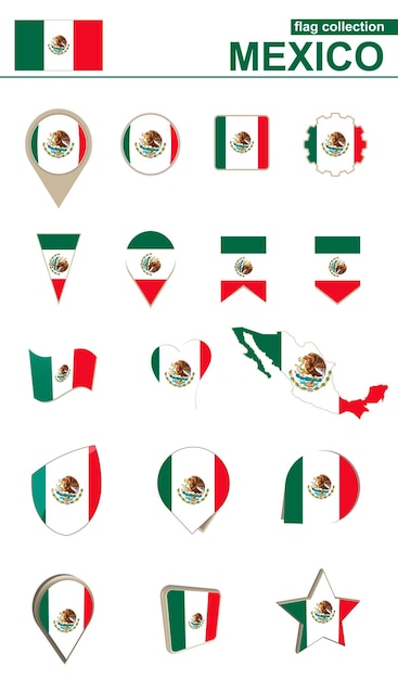 Mexico Flag Collection Big set for design