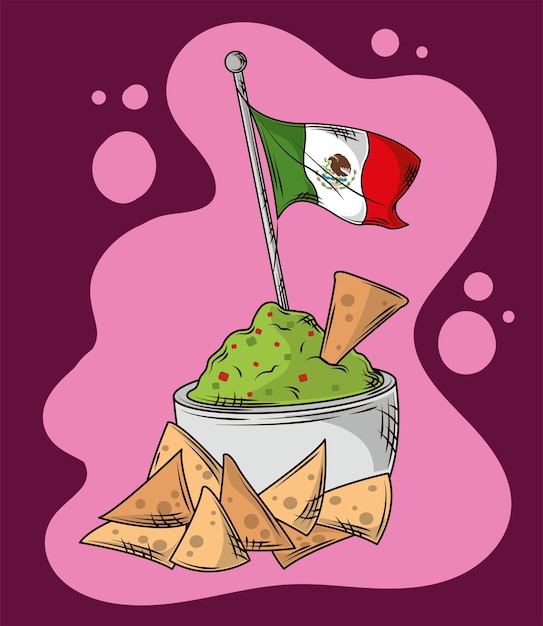 Mexico flag and nachos