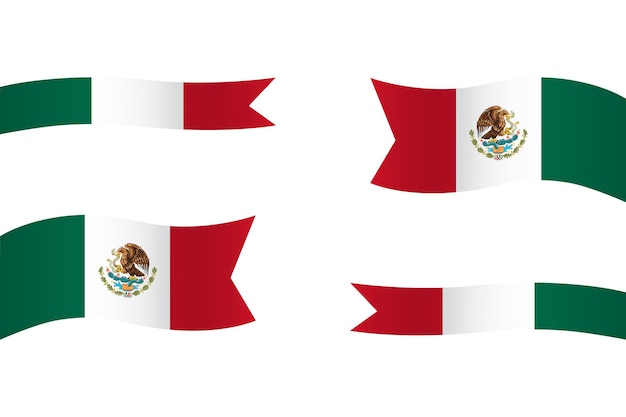 Mexico Flag Ribbon Set Vector Stock Illustration