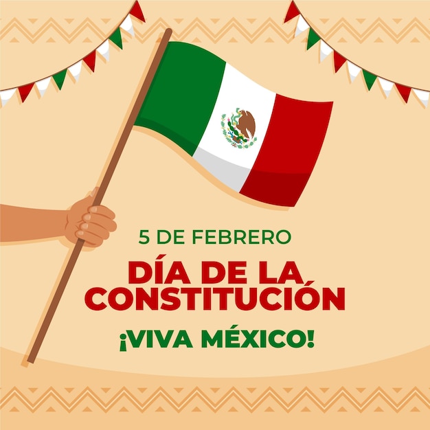 Mexico grondwet dag behang met vlag