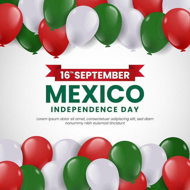 9月16日 メキシコの独立記念日白い背景にバルーンが描かれています