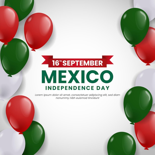 9月16日 メキシコの独立記念日白い背景にバルーンが描かれています