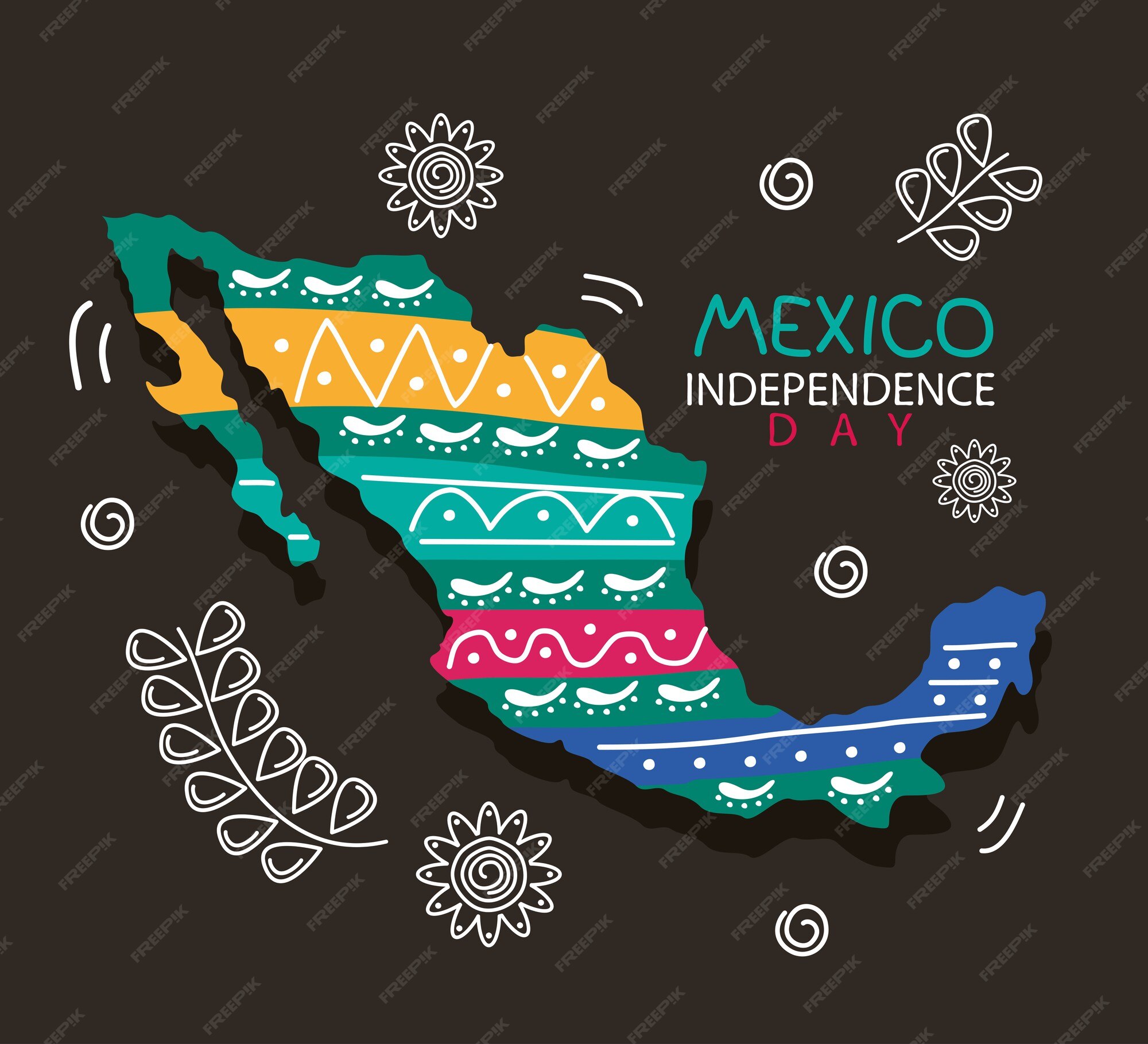 Premium Vector Mexico independence day celebration lettering with map