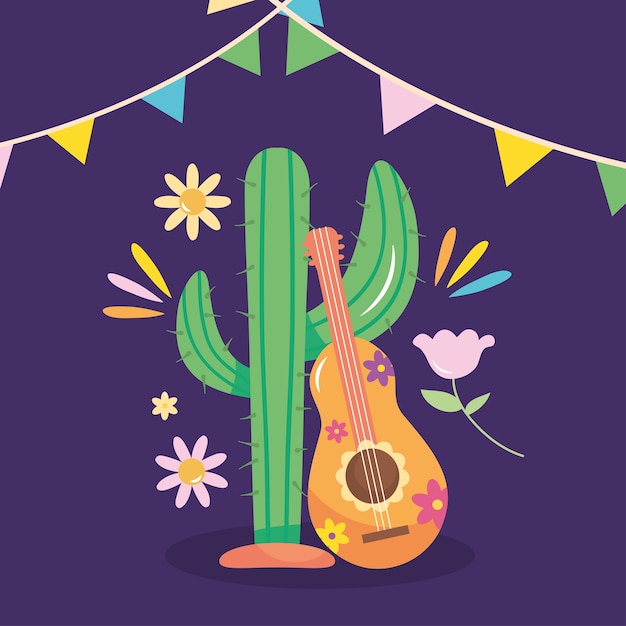 Mexico independence day design with cactus