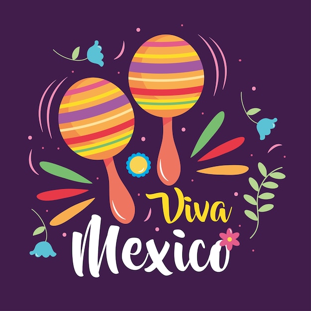 Mexico independence day design with maracas