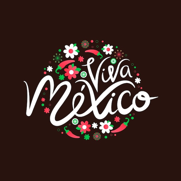 Mexico independence day lettering concept