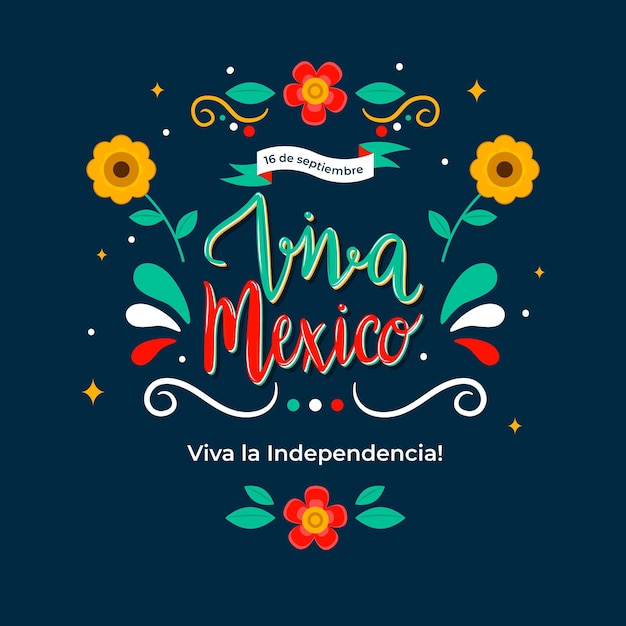 Mexico independence day lettering concept