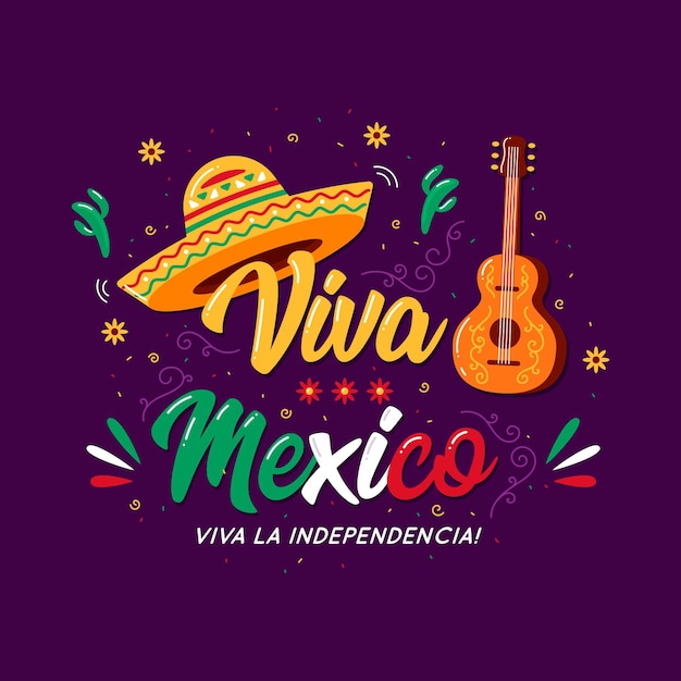 Mexico independence day lettering concept