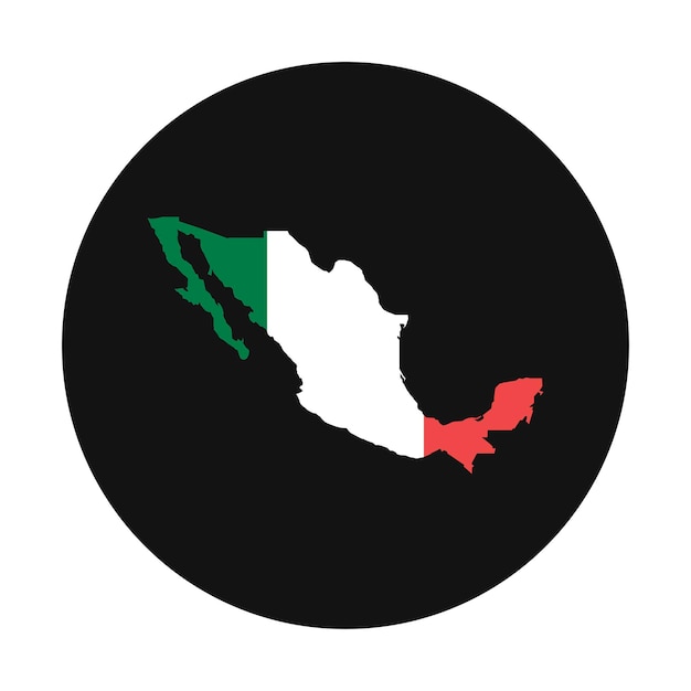 Mexico kaart silhouet met vlag op zwarte achtergrond