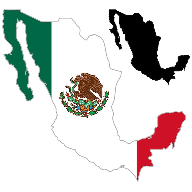 Vector mexico kaart vlag