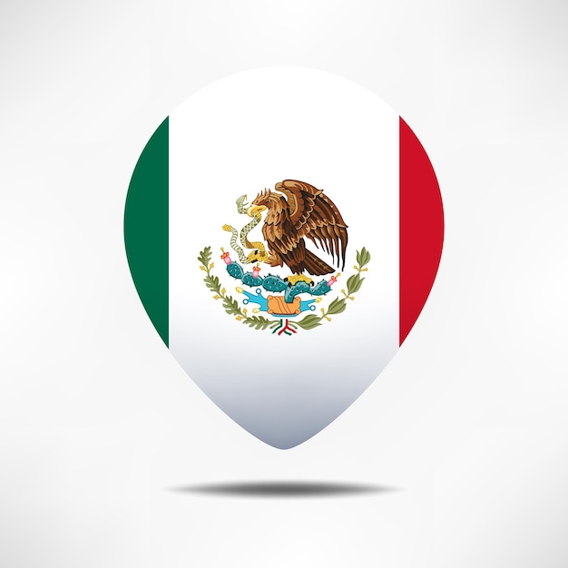 Mexico kaartwijzers vlag met schaduw Pin vlag