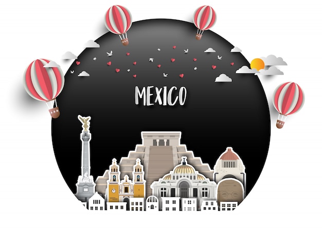 Mexico Landmark Global Travel en Journey paper achtergrond.