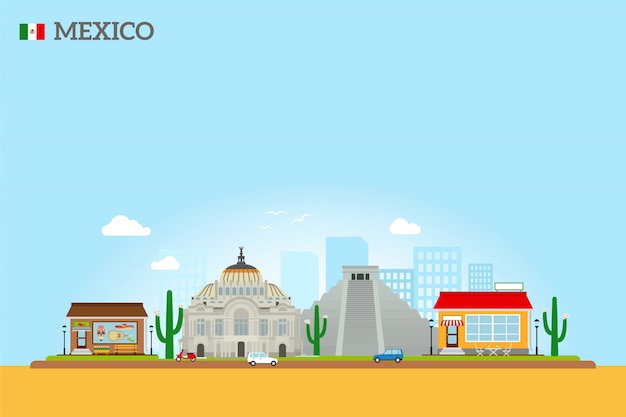 Mexico landmarks skyline