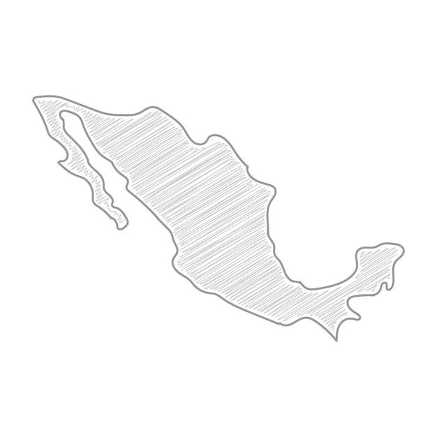 Vector mexico map drawing pencil sketch