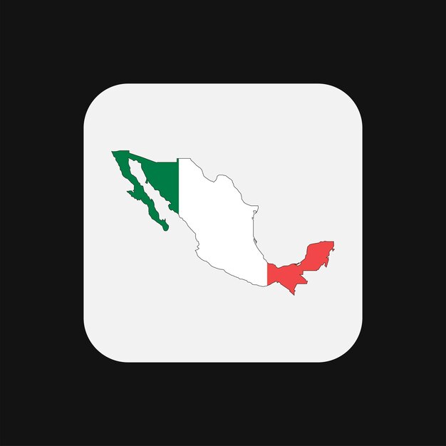 Силуэт карты Мексики с флагом на белом фоне