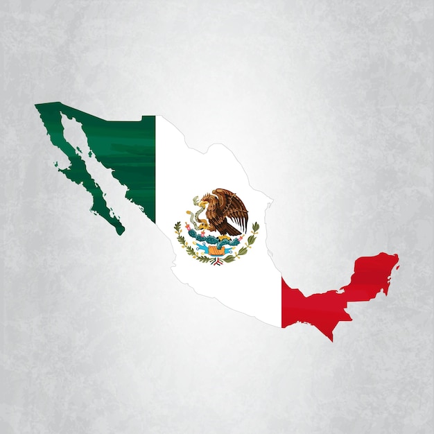 Вектор Карта мексики с флагом