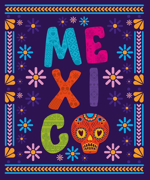 Mexico met schedel in frame-ontwerp.