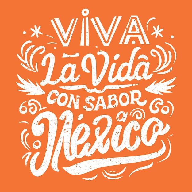 Mexico quote greeting card for mexican holiday flat lettering logo mexico