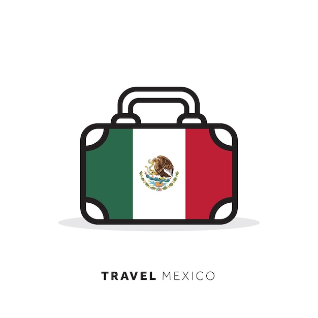 Mexico-reisconcept Koffer vectorpictogram met vlag van het nationale land