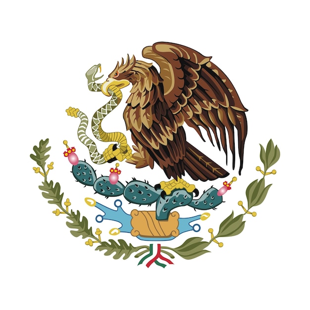 Vector mexico state emblem or symbol and flag images vector illustration