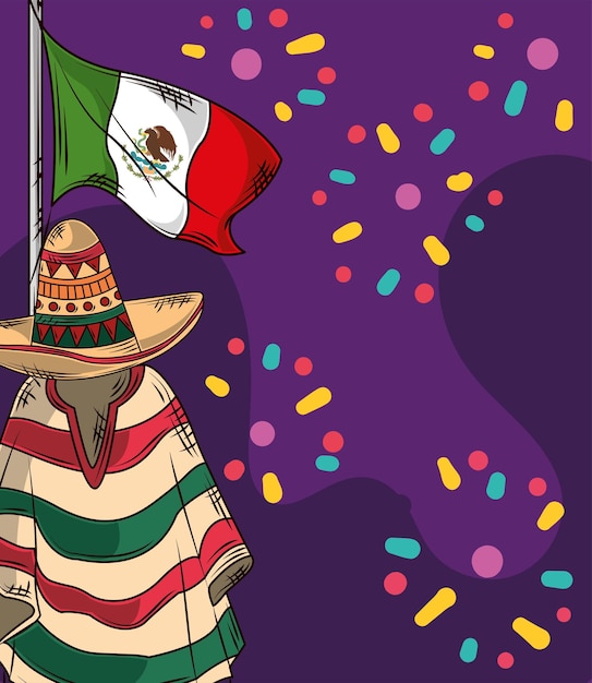 Vector mexico vlag en hoed