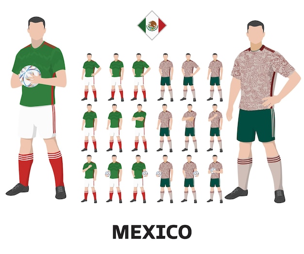 Mexico voetbalteam tenue, thuistenue en uittenue