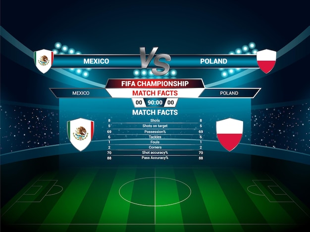 Vector mexico vs poland football match result fifa world cup 2022 qatar