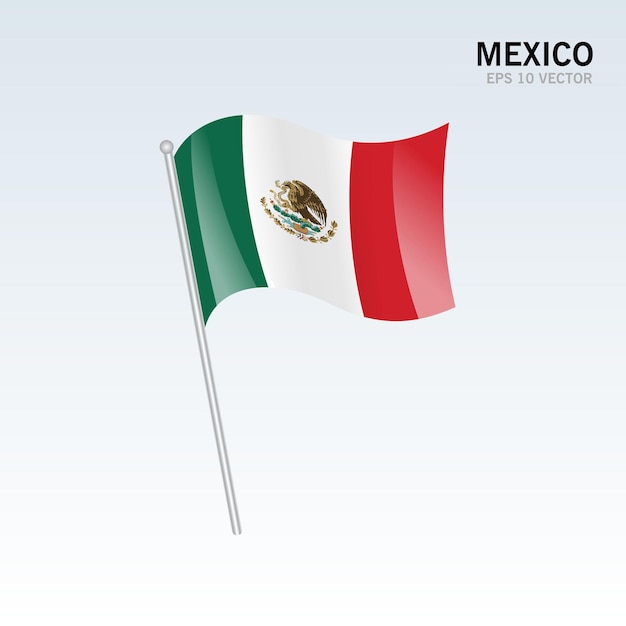 Mexico waving flag isolated on gray