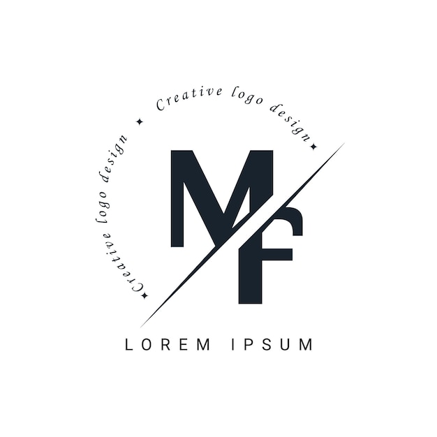 MF Letter Logo Design с творческим разрезом творческий дизайн логотипа