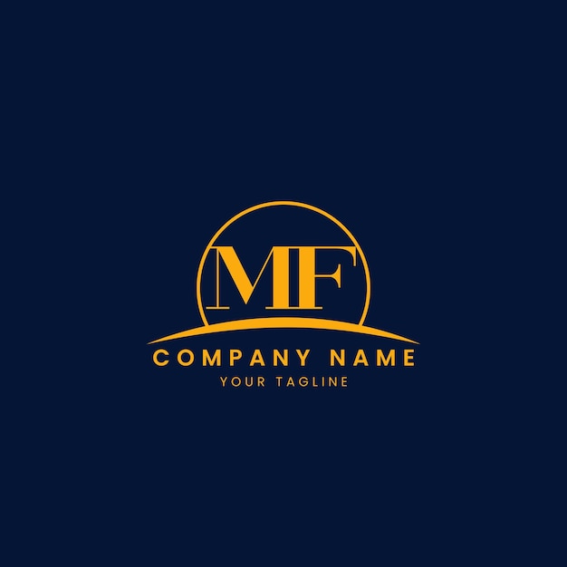 mf minimalist corporate logo with initials and arc design