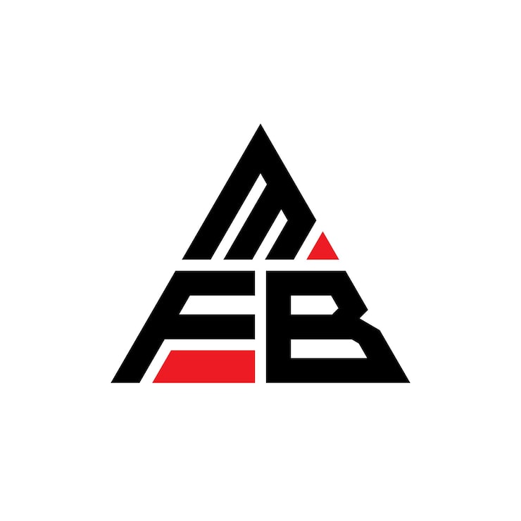 Vector mfb 三角形字母标志设计与三角形 mfb三角形标志设计 mfb 单体三角形向量标志模板与红色 mfb的三角形标志 简单优雅和豪华的标志